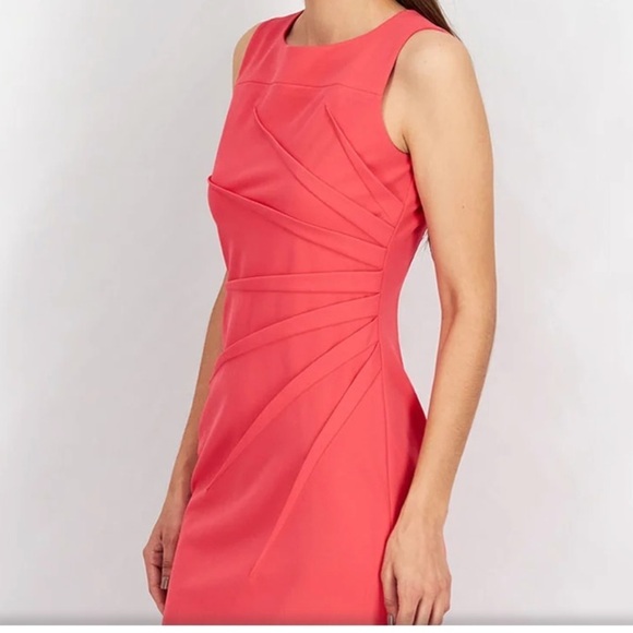 Calvin Klein Starburst Sleeveless Sheath Womens Dress 2 Coral - Picture 4 of 6